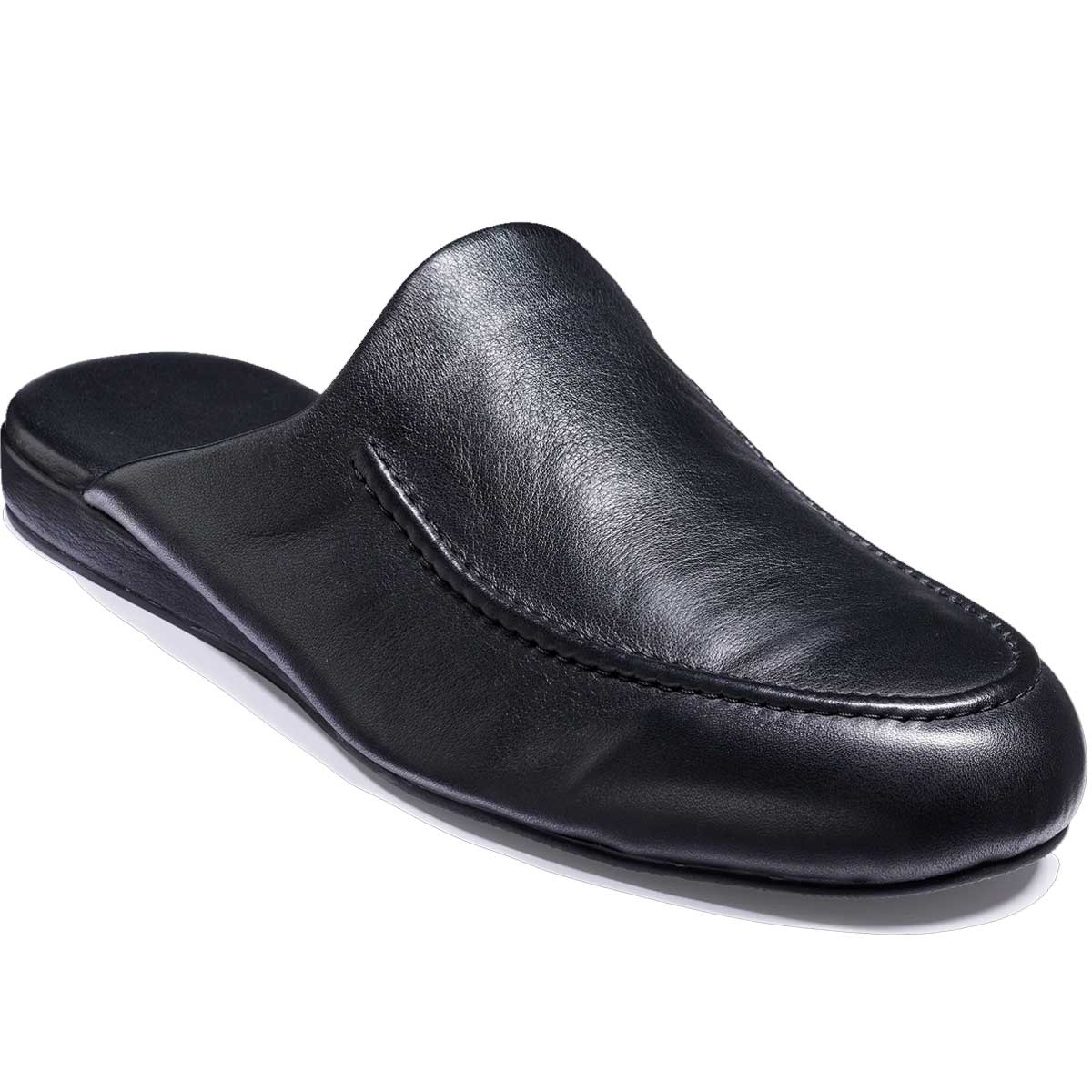 30% OFF BARKER Birch Slippers - Mens - Black Leather - Size: UK 7 & 10