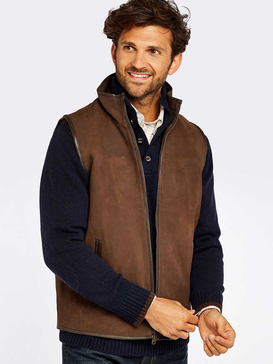 30% OFF - DUBARRY Dunhill Leather Gilet - Mens - Walnut - Size: M