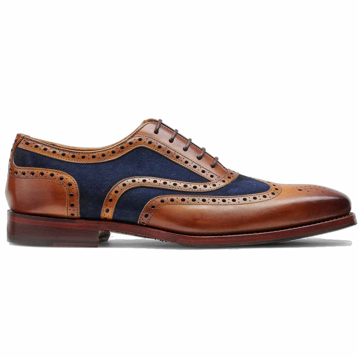 30% OFF - BARKER Keiran Brogue Shoes - Mens - Cedar Calf & Navy Suede - Size: UK 6 & 11 - Image 4