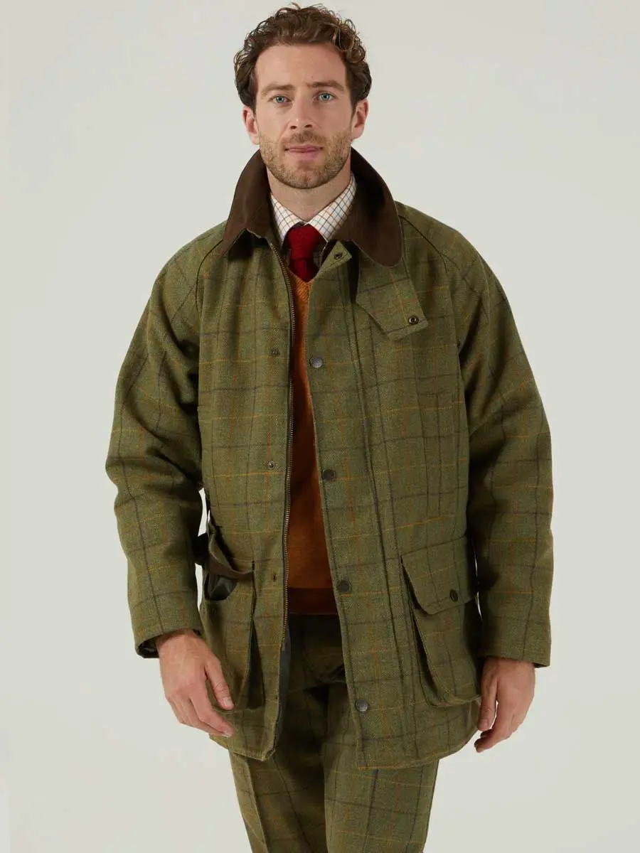 ALAN PAINE Rutland Mens Waterproof Shooting Coat - Dark Moss - Image 2