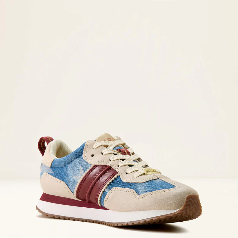 ARIAT Ranch Runner Trainers - Womens - Tan Suede & Denim Stars - Image 5
