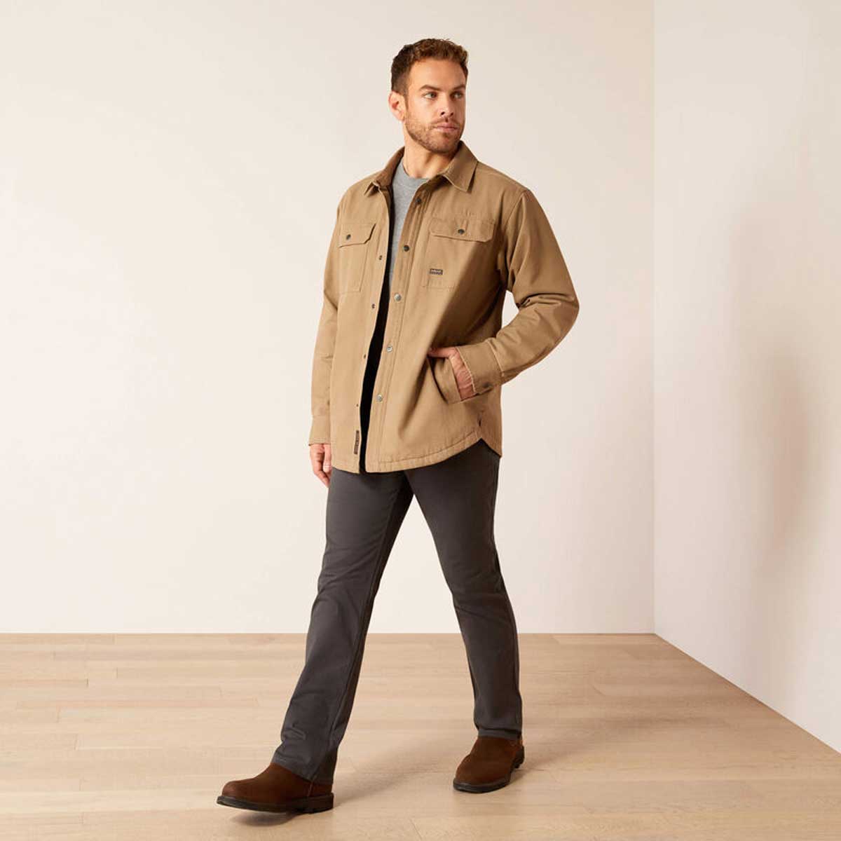 ARIAT Rebar Canvas Work Jacket - Mens - Khaki - Image 3