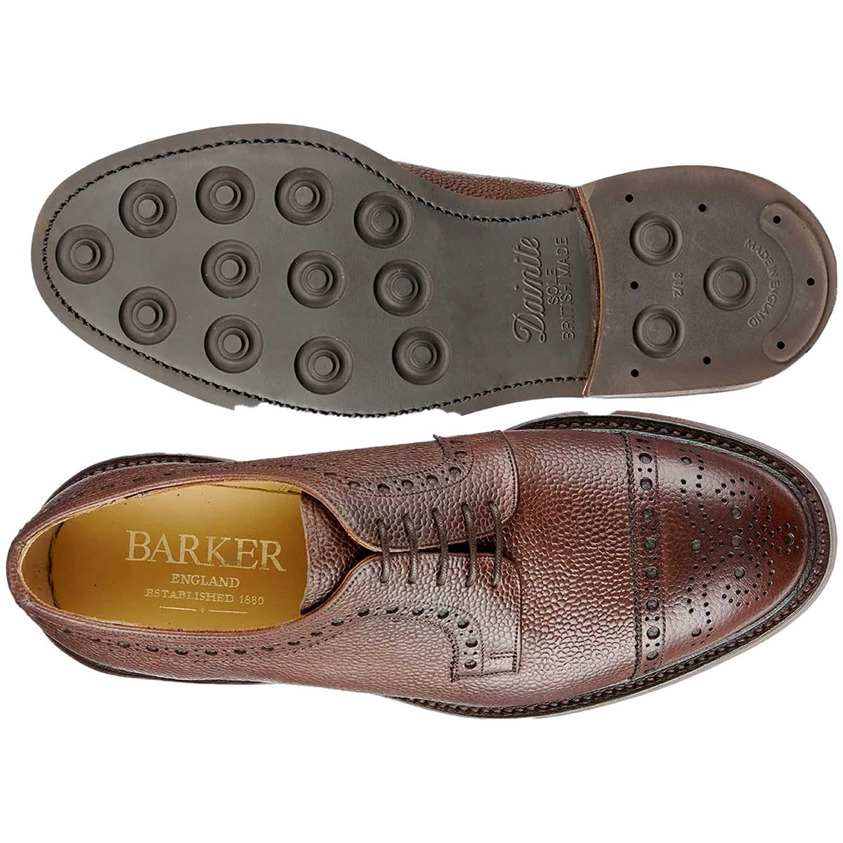 BARKER Keswick Shoes - Mens Brogues - Chocolate Grain - Image 4
