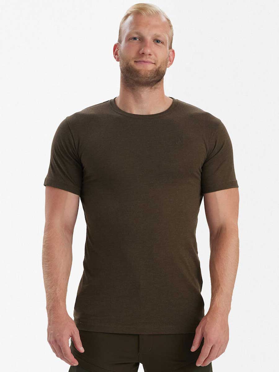 DEERHUNTER Basic T-Shirt 2 Pack - Mens - Brown Leaf Melange - Image 2