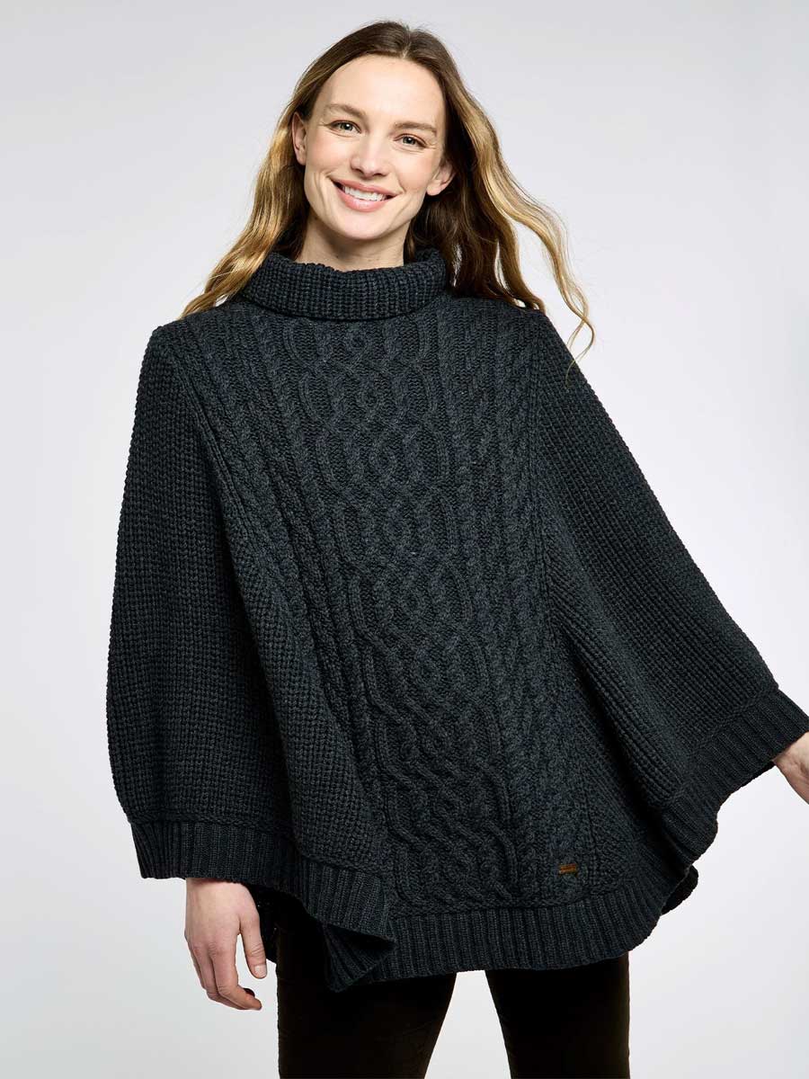 DUBARRY Kilronan Merino Poncho - Womens - Charcoal