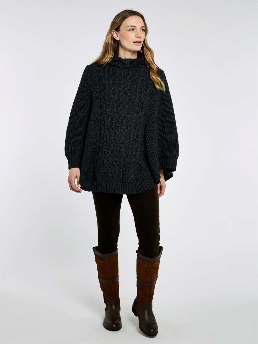 DUBARRY Kilronan Merino Poncho - Womens - Charcoal - Image 2