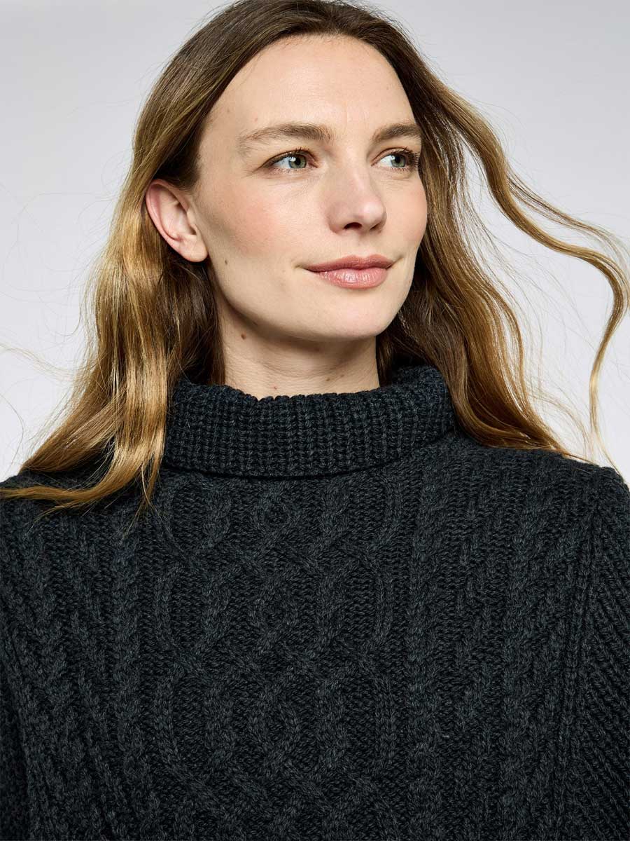 DUBARRY Kilronan Merino Poncho - Womens - Charcoal - Image 3