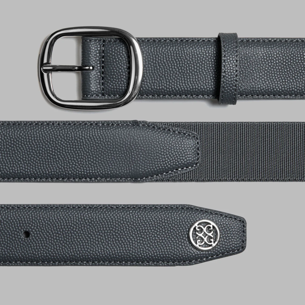 G/FORE Men's Circle G's Webbed Belt – Pebble Full Grain Leather – Charcoal - Image 3