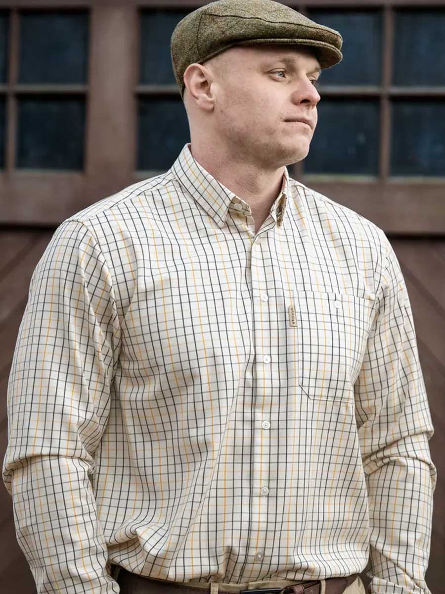 HARKILA Haywood Wool Blend Long Sleeve Shirt - Mens - Arrowwood Yellow Check - Image 3