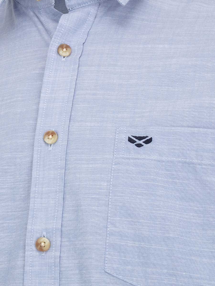 HOGGS OF FIFE Aberdour Short Sleeve Checked Shirt - Mens - Plain Blue - Image 2