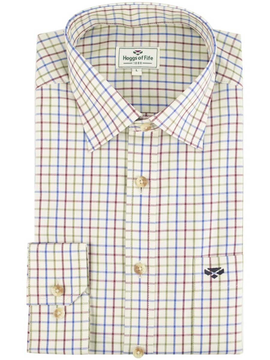 HOGGS OF FIFE Inverness Cotton Tattersall Shirt - Mens - Wine/Blue/Green Check - Image 2