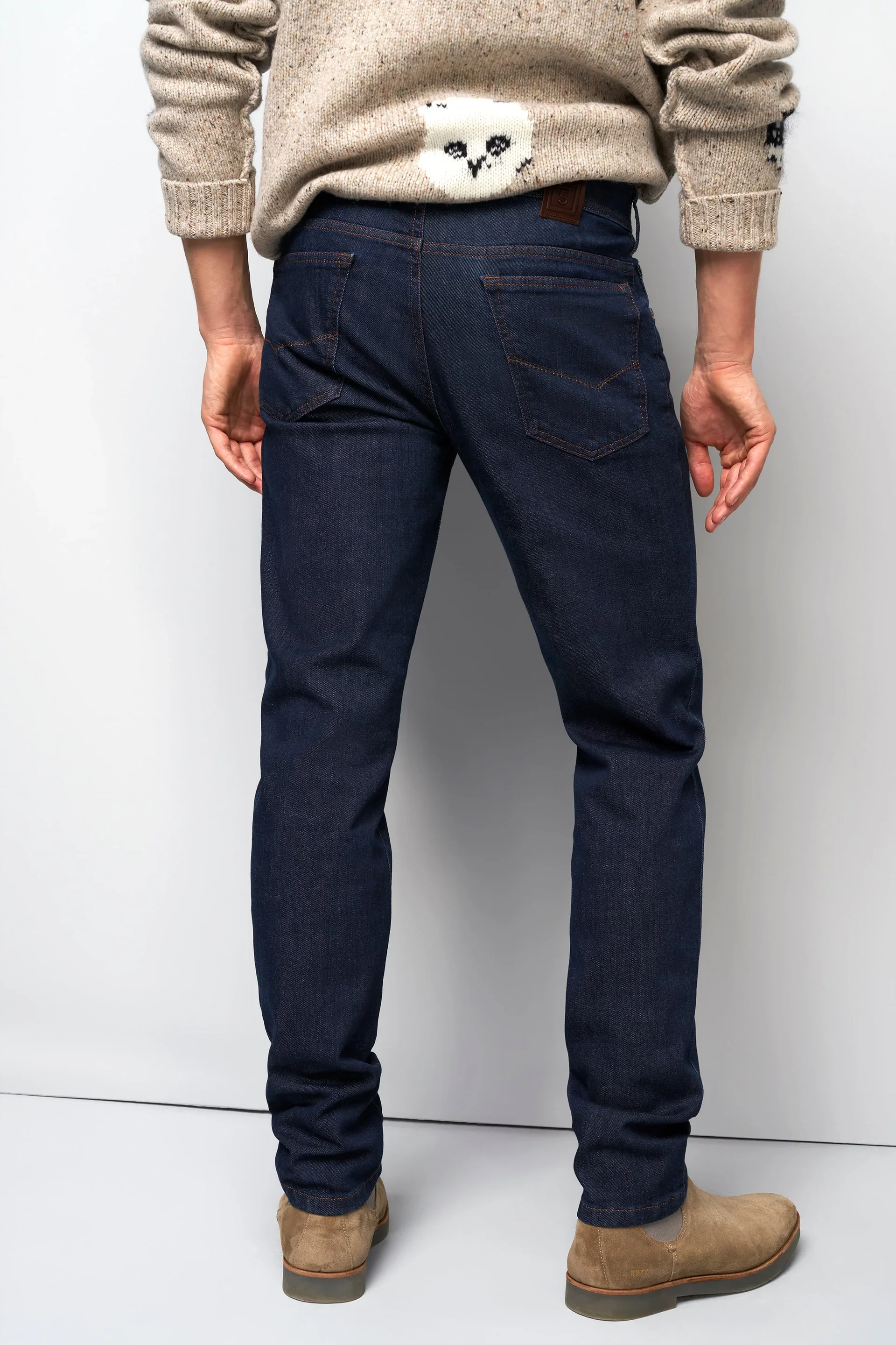 MEYER M5 Jeans – 6291 Modern Fit – Hand-Finished Organic Stretch Denim – Dark Blue Stone - Image 3