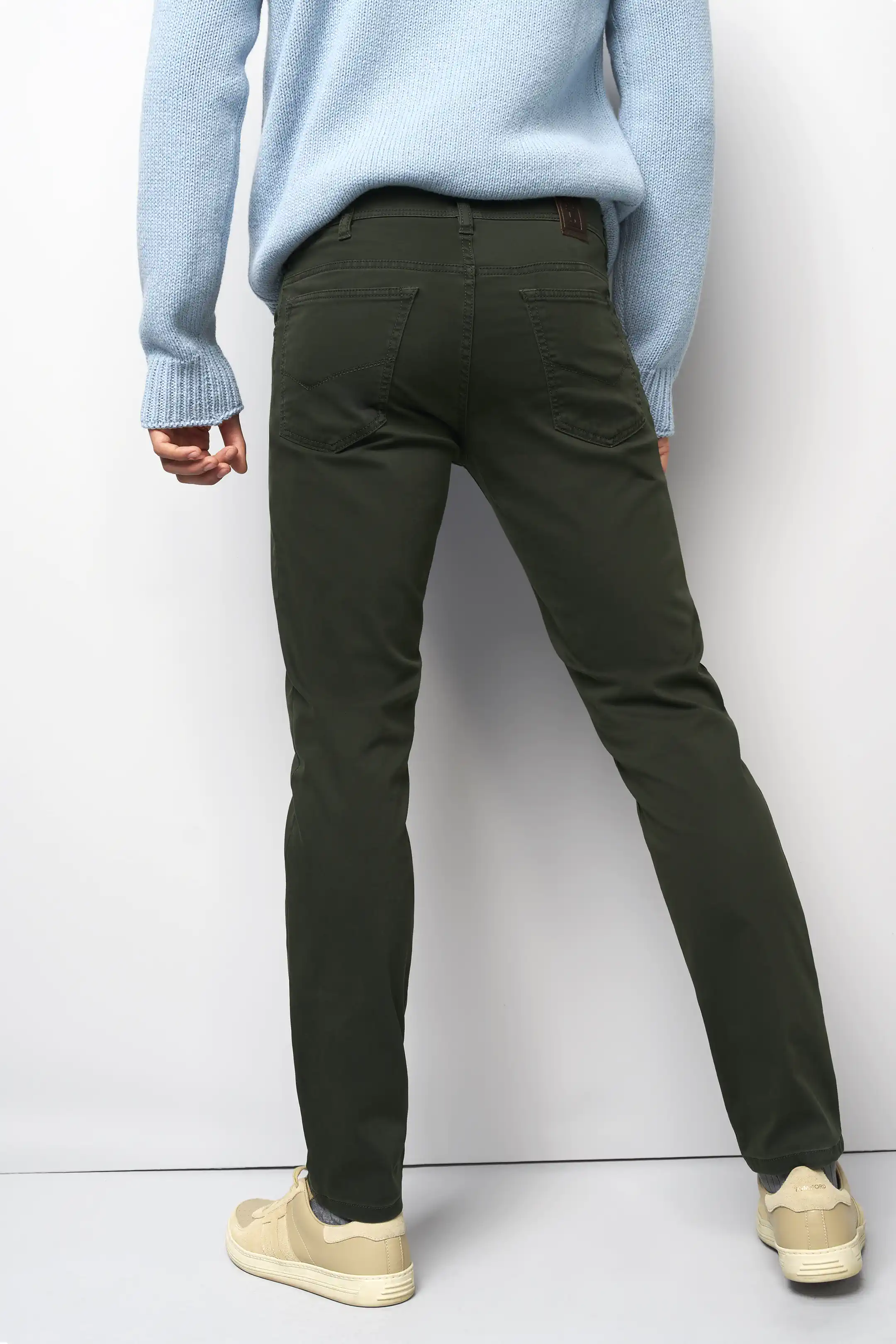 MEYER M5 6106 High Performance Satin Cotton Chinos – Dark Green - Image 3