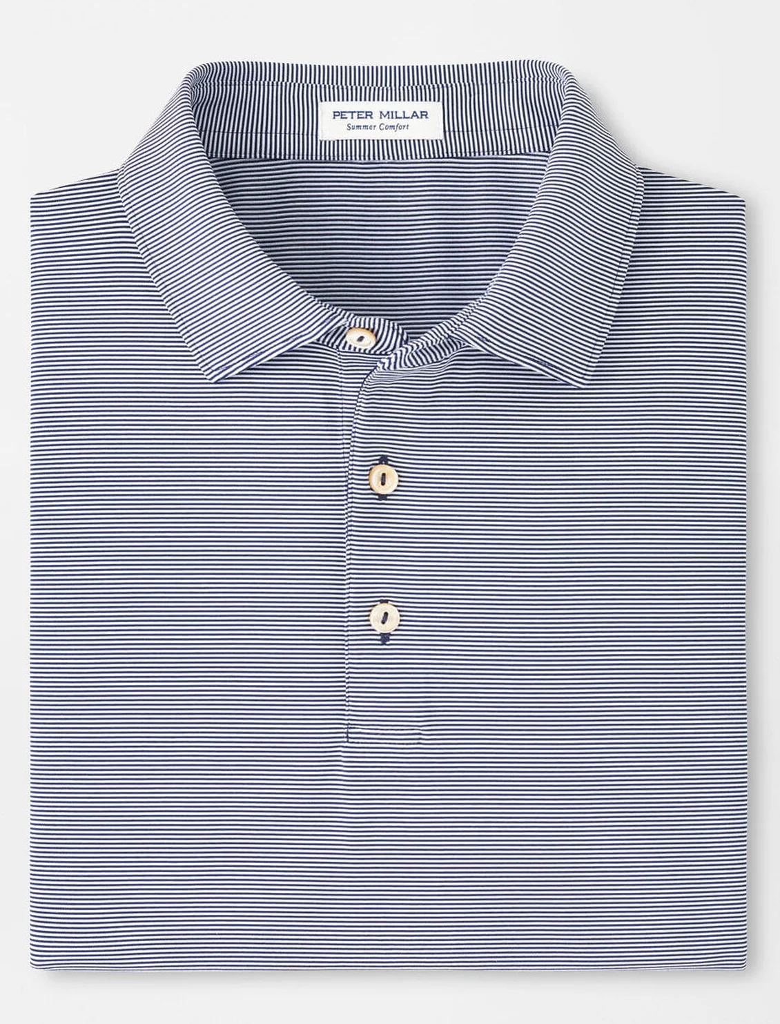 PETER MILLAR Jubilee Stripe Performance Jersey Polo Shirt – Men’s Classic Fit – Navy