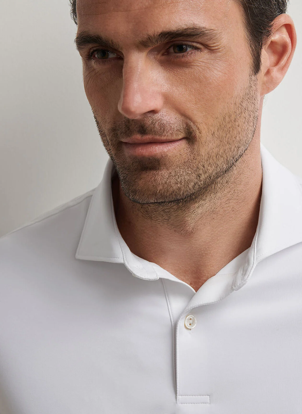 PETER MILLAR Solid Performance Jersey Polo Shirt - Men's Tailored Fit - White - Image 5