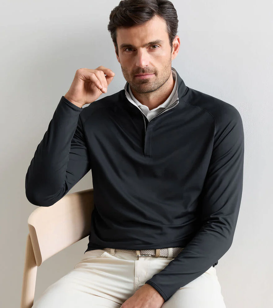 PETER MILLAR Stealth Performance Quarter Zip Sweater - Mens - Black - Image 2