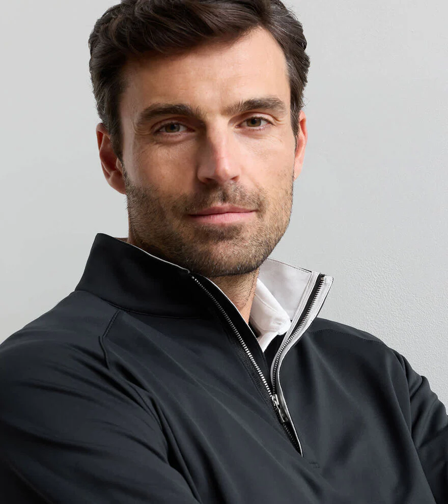 PETER MILLAR Stealth Performance Quarter Zip Sweater - Mens - Black - Image 4